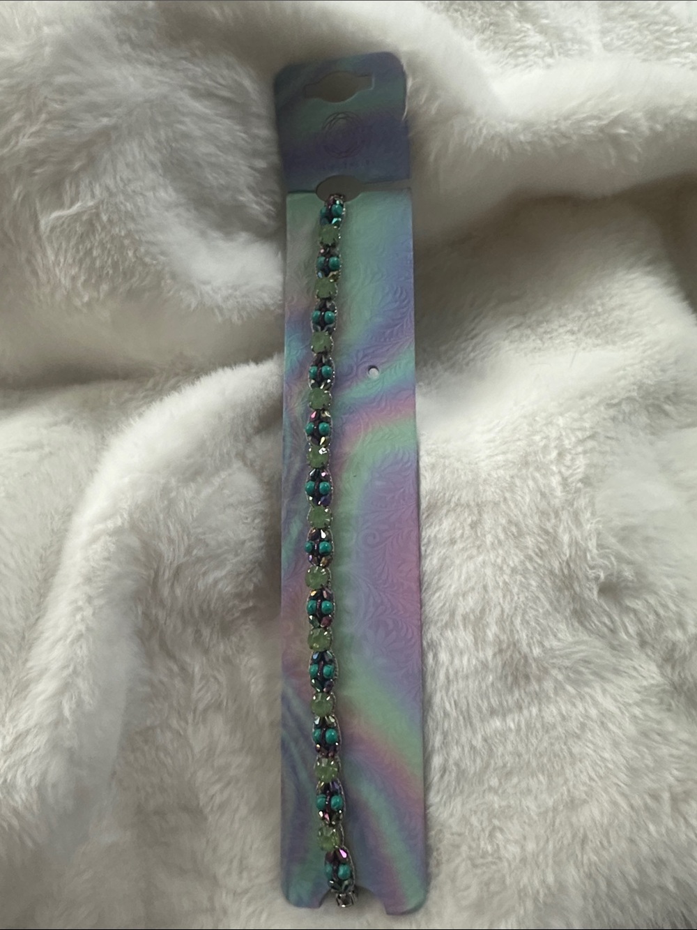 Pink Pewter Green & Teal Crystal Headband